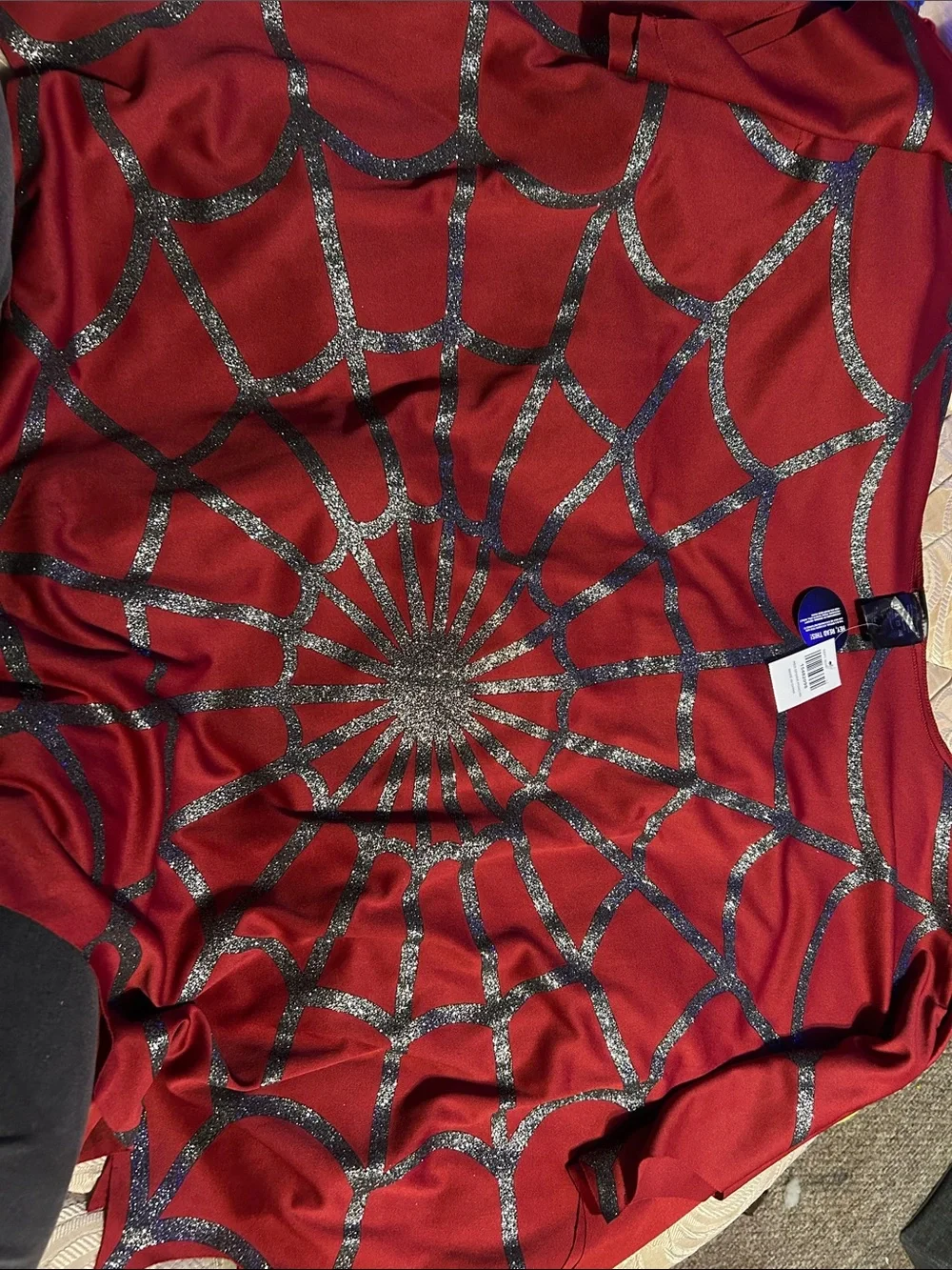 Leg Avenue Red Top with Silver Spiderweb Glitter - Picture 4 of 4